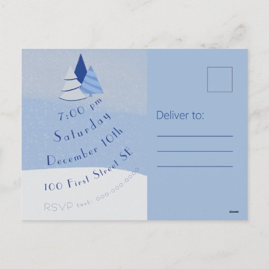 Carte postale Whimsical Blue Trees Invitation (Dos)