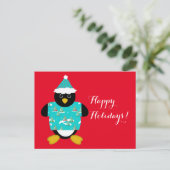 Carte postale Whimsical Christmas Penguin (Debout devant)
