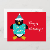 Carte postale Whimsical Christmas Penguin (Devant / Derrière)
