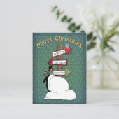 Carte Postale Whimsical, conception de pingouin mignon (Debout devant)