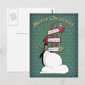 Carte Postale Whimsical, conception de pingouin mignon (Devant / Derrière)