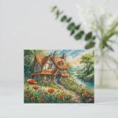 Carte Postale Whimsical cottage with Poppy Flowers (Debout devant)