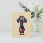 Carte Postale  Whimsical Dachshund Character Illustration (Debout devant)