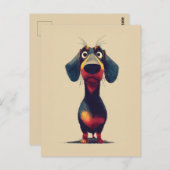 Carte Postale  Whimsical Dachshund Character Illustration (Devant / Derrière)