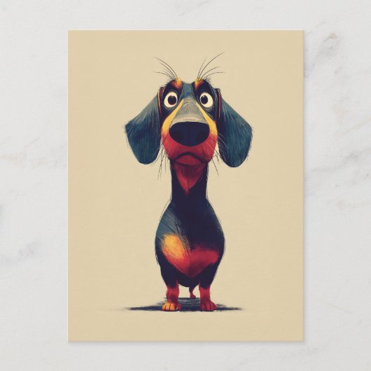 Carte Postale  Whimsical Dachshund Character Illustration (Devant)