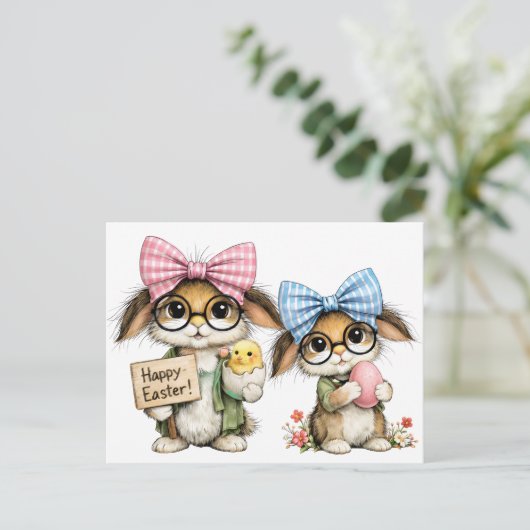 Carte Postale Whimsical Easter Bunnies  (Debout devant)