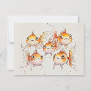 Carte Postale Whimsical Floating Goldfish