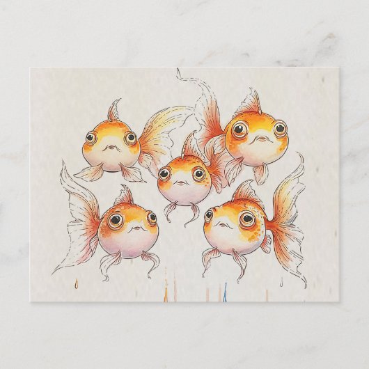 Carte Postale Whimsical Floating Goldfish (Devant)