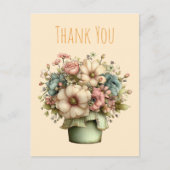 Carte Postale Whimsical Flowers in a Planter Pot Cute Thank You (Devant)