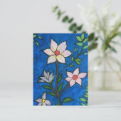 Carte Postale Whimsical Flowers with Blue Background  (Debout devant)