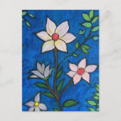 Carte Postale Whimsical Flowers with Blue Background  (Devant)