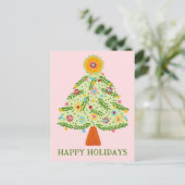 Carte Postale Whimsical Folk Christmas Tree CUSTOM VACANCES (Debout devant)