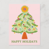 Carte Postale Whimsical Folk Christmas Tree CUSTOM VACANCES (Devant)