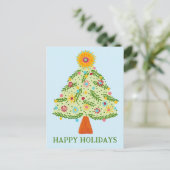 Carte Postale Whimsical Folk Christmas Tree CUSTOM VACANCES (Debout devant)