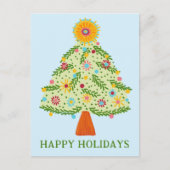Carte Postale Whimsical Folk Christmas Tree CUSTOM VACANCES (Devant)