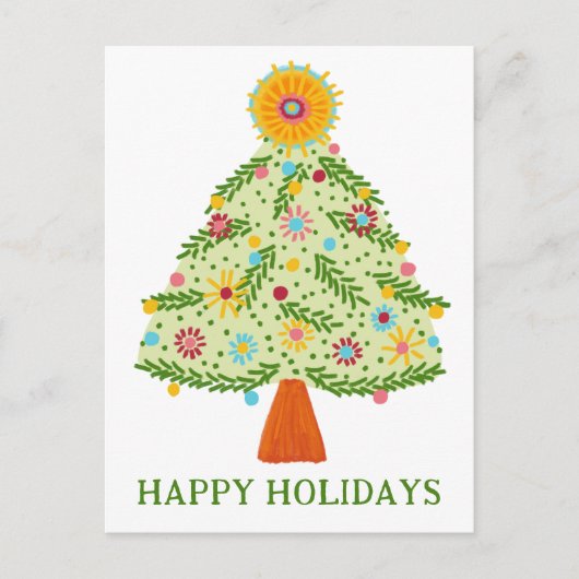 Carte Postale Whimsical Folk Christmas Tree CUSTOM VACANCES (Devant)
