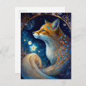 Carte Postale Whimsical Fox Imaginaire Art (Devant / Derrière)