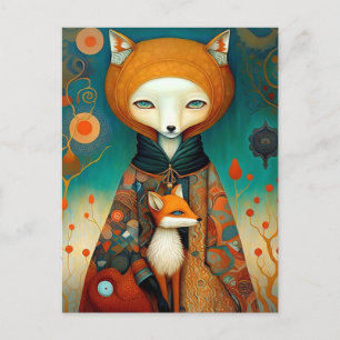 Carte Postale Whimsical Fox Imaginaire Art