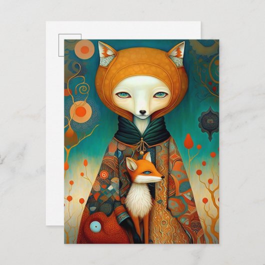 Carte Postale Whimsical Fox Imaginaire Art (Devant / Derrière)