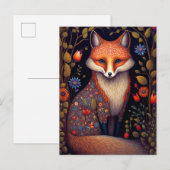 Carte Postale Whimsical Fox Woodland Imaginaire Art (Devant / Derrière)