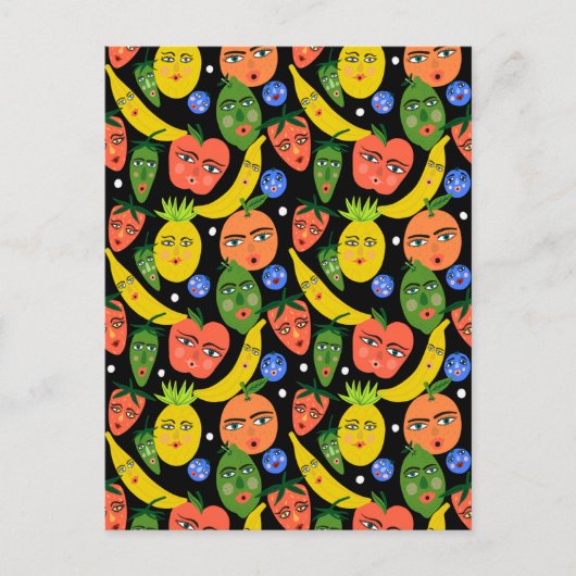 Carte Postale Whimsical Funny Salade Motif Noir (Devant)