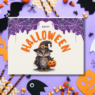 Carte postale Whimsical Happy Halloween Owl
