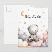 Carte Postale Whimsical "Hello Little One" Teddy Bear (Devant / Derrière)