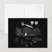 Carte Postale Whimsical Illustrated Map of Turkey Travel (Devant / Derrière)