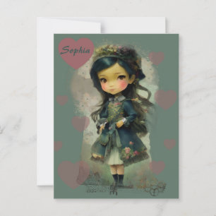 Carte Postale Whimsical Kawaii Fairy Tale Girl