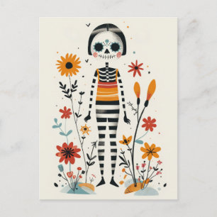 Carte Postale Whimsical La Catrina Floral Day of Dead