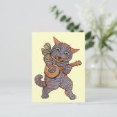 Carte Postale Whimsical Louis Wain "Chat with Lute" Art Vintage (Debout devant)