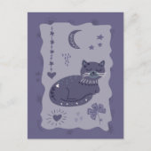 Carte Postale Whimsical Night Cat Folk Art Postcard (Devant)