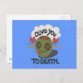 Carte Postale Whimsical "Olive My Heart" Drôle Visage Design (Devant / Derrière)