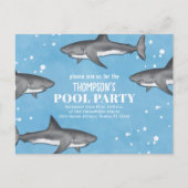 Carte Postale Whimsical Pool Party Sharks QR Code site Web (Devant)