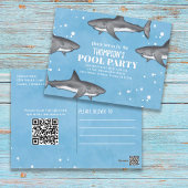 Carte Postale Whimsical Pool Party Sharks QR Code site Web