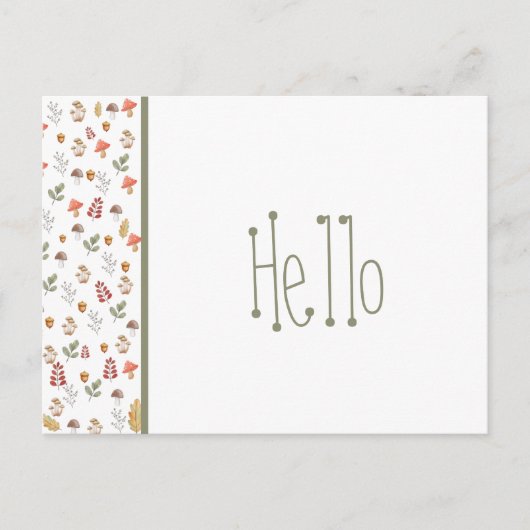 Carte Postale Whimsical Red Green Champignons Brown et Acorn (Devant)