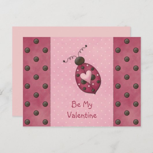 Carte postale Whimsical Rose Ladybug Valentines (Devant / Derrière)