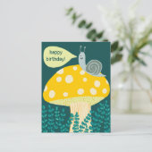 Carte Postale Whimsical snail on Magical Mushroom CUSTOM Bday (Debout devant)