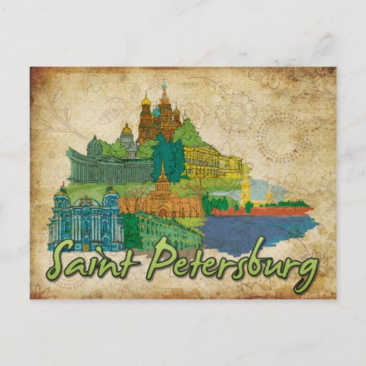 Carte postale Whimsical St Petersburg Monuments Sc (Devant)
