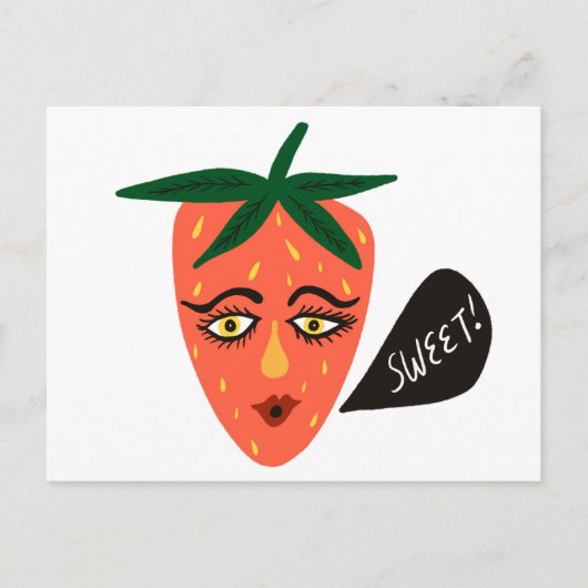 Carte postale Whimsical Sweet Strawberry (Devant)
