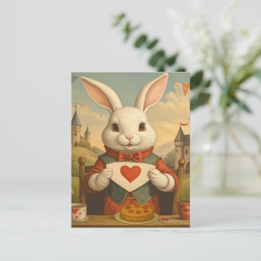 Carte Postale Whimsical White Coeurs de lapin Enchanted Wonderla (Debout devant)