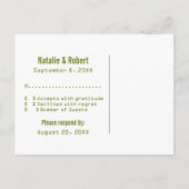 Carte postale Whimssaker RSVP, Vert (Dos)