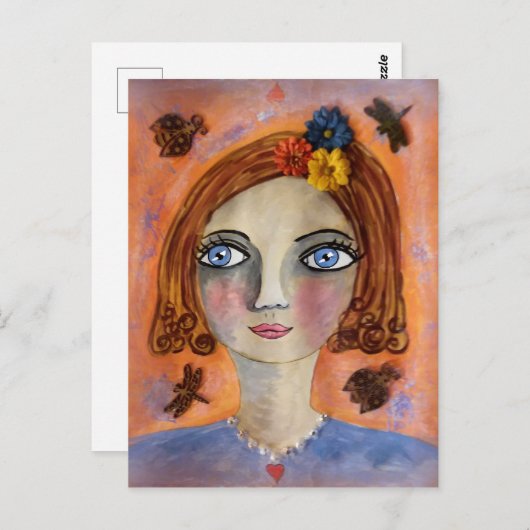 Carte postale Whimsy Girl réfléchie (Devant / Derrière)