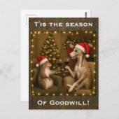 Carte Postale Whippet and Squirrel Christmas greetings postcard (Devant / Derrière)