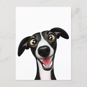Carte Postale Whippet espiègle dans un mignon dessin animé