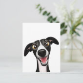 Carte Postale Whippet espiègle dans un mignon dessin animé (Debout devant)