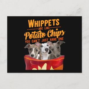 Carte Postale Whippet et frites Funny Dog Maman Papa
