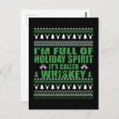 Carte Postale Whiskey est mon esprit drôle et moche pull de Noël (Devant / Derrière)