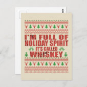 Carte Postale Whiskey est mon esprit drôle et moche pull de Noël (Devant / Derrière)
