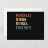 Carte Postale Whiskey Steaks Armes À Feu Et Liberté États-Unis D (Devant / Derrière)